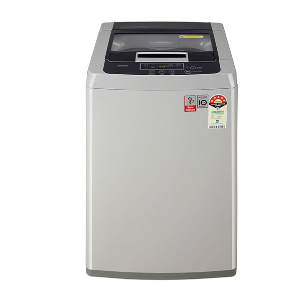 LG 6.5 Kg 5 Star Smart Inverter Fully-Automatic Top Loading Washing Machine (T65SKSF1Z, Middle Free Silver)-0