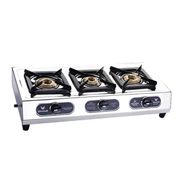 Butterfly 3 burner Gas stove (Friendly3BAI,Stainless Steel, Auto)-0