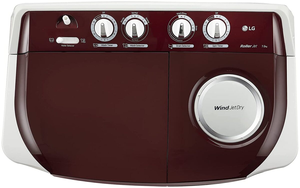 LG 7 Kg 5 Star Semi Automatic Top Load Washing Machine (P7010RRAZ, Burgundy)-10420