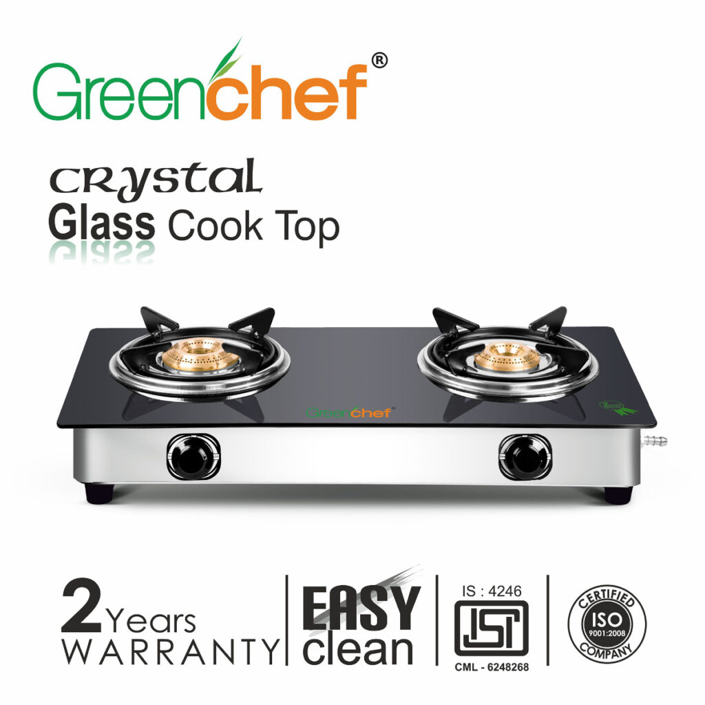 Greenchef 2 Burner Glas Top Gas Stove (CRYSTAL GT2B)-13787