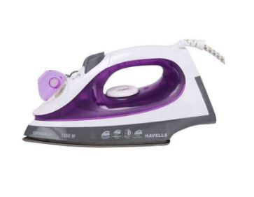 Havells Steam Iron 1250W Sparkle with Teflon Coated Sole Plate,Vertical & Horizontal Ironing,White Purple(HAVELLSSPARKLE)-0